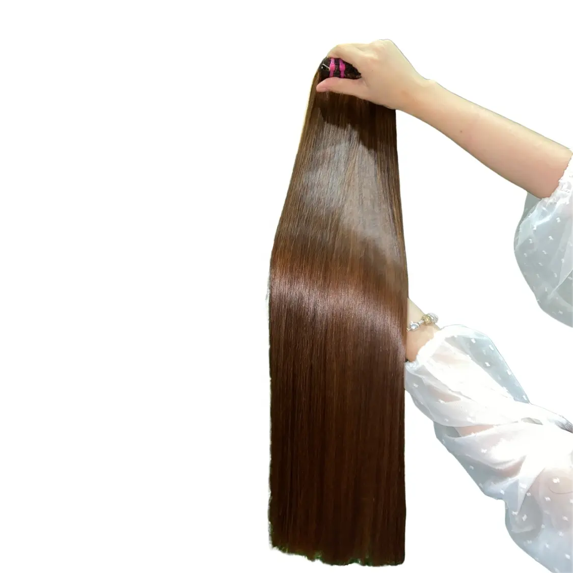 Extensiones de cabello humano supersedoso liso y precioso al por mayor de fábrica, pelo liso de hueso, doble trama, cabello natural vietnamita