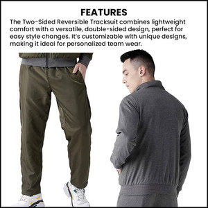 Ensemble veste et pantalon personnalisés oem avec fermeture éclair complète pour hommes, ensemble avec impression de logo, marque privée, fournisseur en usine de vêtements de sport et de gym - Product Image 5