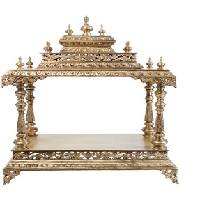 Modern Golden Finish Teak Wood Glossy Finish <b>Mandir</b> <b>for</b> <b>Home</b> Temple <b>Pooja</b> Durable Customizable Size USA Teak wood <b>Mandir</b> Factory - Product Image 1