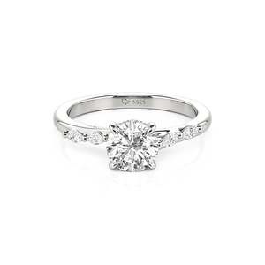 Jeulia Bypass Emerald Cut Engagement <b>Ring</b> in Rhodium Plated Sterling Silver - Product Image 1