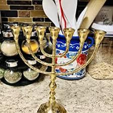 Vintage Brass Menorah <b>Candle</b> Holder Hanukkah <b>Candle</b> Stand Traditional Jewish Lamp Home Religious Decor - Product Image 6