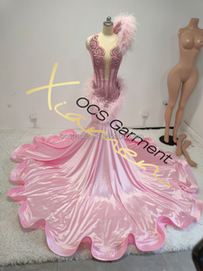 Robes <span class=keywords><strong>de</strong></span> mariée Ocstrade, robes <span class=keywords><strong>de</strong></span> mariée sirène en satin élégant, ornées <span class=keywords><strong>de</strong></span> strass roses, 2025 Autotest K010 <span class=keywords><strong>pour</strong></span> grandes tailles - Product Image 3