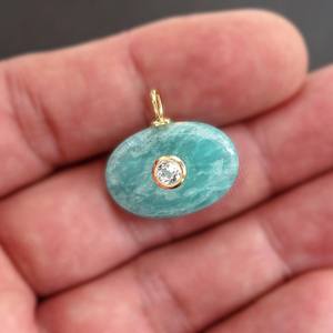 Collar con Colgante Ovalado de Amazonita Hecho a Mano para Mujer, Joyería de Piedras Preciosas Naturales al por Mayor, Piedras Sueltas, Colgantes Chapados en Oro - Product Image 2