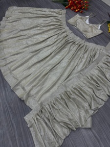 La más hermosa última fiesta de desgaste Lehenga con pesado Cancan y lona con cubierta interior - Product Image 5