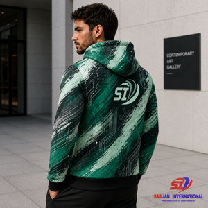 Sudadera con capucha personalizada con diseño de circuito Jade Brush, chaqueta streetwear con cremallera completa, ropa al por mayor OEM ODM - Product Image 6