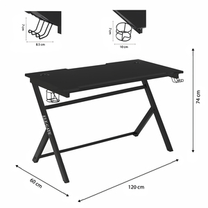 Scrivania PC Moderna di Alta Qualità per Gamer, Durevole ed Ergonomica con Superficie in Carbonio e Melamina, LED per Casa e Ufficio - Product Image 4