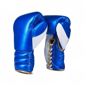 Gants de boxe en cuir blanc, à lacets, respirants, pour adultes, équipement d'entraînement de sparring - Product Image 4