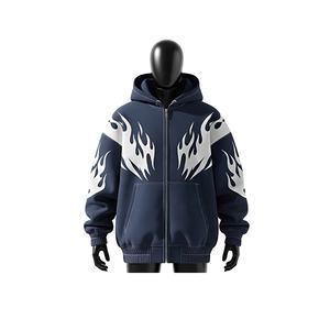 Sweat à capuche surdimensionné pour hommes de haute qualité Vintage lourd 100% coton polaire tissu motif solide hiver impression par transfert de chaleur - Product Image 2