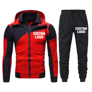 Solid Color <b>Plus</b> <b>Size</b> <b>Joggers</b> Sweatpants Sports Jacket Two Piece Tracksuit Zipper Hoodie and Pants <b>Sets</b> for Men - Product Image 1