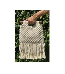 Sacs de pochette en jute de matériel lourd de qualité supérieure parfaits pour les femmes utilisent des sacs sacs fourre-tout en toile forme demi-ronde avec poignée en corde - Product Image 2