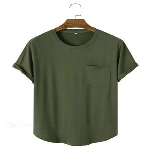 Camiseta de algodón cardado supersuave al por mayor para hombre, camiseta en blanco con estampado frontal personalizado informal de manga corta y cuello redondo de talla grande - Product Image 4