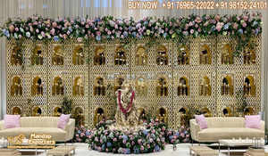 Fascinantes marcos de espejo de escenario de boda inglés, marcos de decoración de escenario de boda modernos, paneles de espejo de madera de tendencia para escenario - Product Image 4