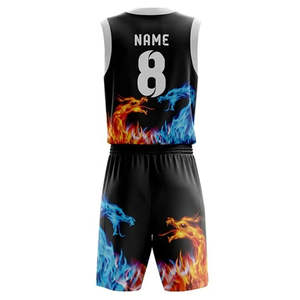 Conjuntos de baloncesto reversibles sublimación personalizados unisex blanco Azul Rojo Negro diseño uniforme para adultos-venta al por mayor - Product Image 3