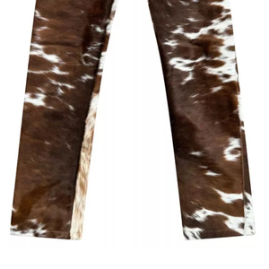 Pantalones de Cuero Vacuno para Hombre, con Patrón de Pelo, Corte Recto, Ropa de Calle de Invierno, OEM Personalizado - Product Image 3