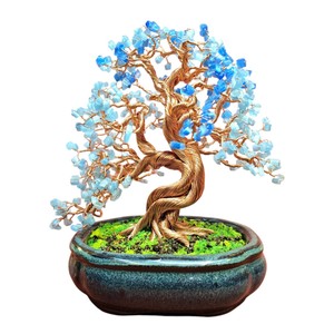 TINH TAN PHONG THUY Escultura de Arte de Metal con Alambre, Árbol Bonsái, Gema del Dinero, Artesanía de la Suerte 22x16x12 Navidad Pascua San Valentín - Product Image 5