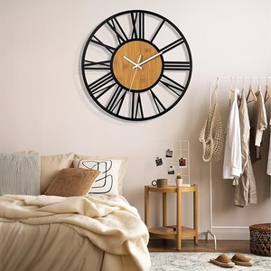 Chiffre romain rustique Design moderne horloge murale fer silencieux à piles Quartz simple face pour bureau salon couloir - Product Image 5