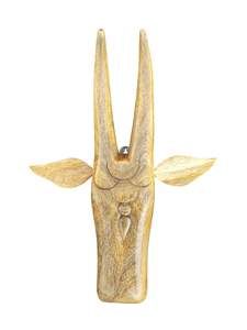 Tête de taureau rustique en bois de 12 pouces fait à la main tête de Nandi pour la décoration de bureau à domicile Animal artisanal en bois Diwali écologique - Product Image 2