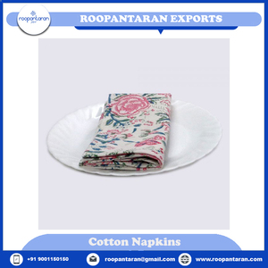 Meilleure vente de serviette de table imprimée en bloc brodé à la main en pur coton Serviette de table réutilisable de qualité pour restaurant en vente à des prix abordables - Product Image 2