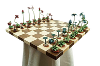 Échiquier classique en bois pliable au design écologique de luxe avec jeu de pièces d'échecs de luxe pour enfants fabriqué en Inde