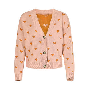 Computer Knitted Women's Pullover Women's Sweaters <b>Heart</b> Jacquard Wool Embroidery print Sorority and Fraternity stylish <b>Cardigan</b> - Product Image 2