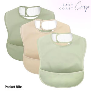 Baberos ligeros para alimentación de bebés con bolsillo profundo a prueba de desorden, grado alimenticio y fácil de limpiar - Product Image 1