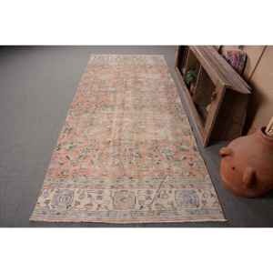 Tapis Vintage en Laine Turque 43X103 pieds Orange Bleu Tapis Plat Tissé Surdimensionné avec Support en Latex pour Décorations de Salon - Product Image 1