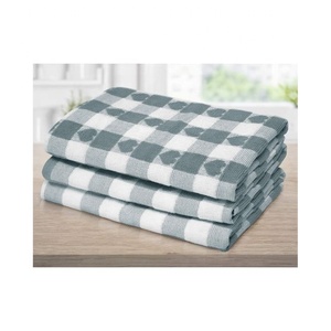 Venta al por mayor crema cuadrada con rayas amarillas bordadas 100% algodón Golf juegos de toallas de cocina tarifas asequibles envío nacional - Product Image 6