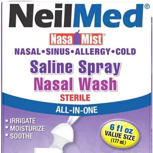 Neilmed NasaMist Saline All in One - 177 mL (6 floz) Spray per irrigazione nasale e sinusoidale per alleviare l'allergia e la congestione