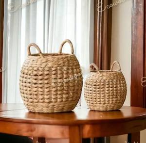Classic Shape Natural Twisted Weave Top Bottom Flower Pot Basket Idyllic Style Creativity Handmade Flower Basket With Straw - Product Image 3