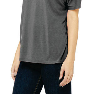 65% Poly 35% Viscose 32 simple 3.7 oz gris femmes T-Shirt ample col en v avec fond incurvé subtil coton - Product Image 5