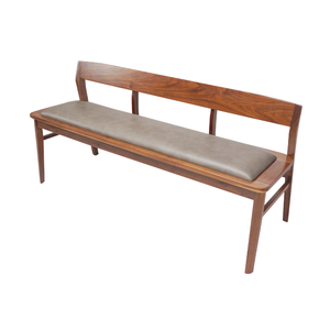 Banco de comedor de madera Tapicero de madera maciza de nogal Cuero vacuno italiano Estilo japonés Construcción robusta | BESIMI - Product Image 1