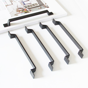 Poignées de meuble modernes en alliage de zinc noir mat, poignées de tiroir minimalistes, quincaillerie pour armoires de cuisine et penderies, accessoires de mobilier - Product Image 1