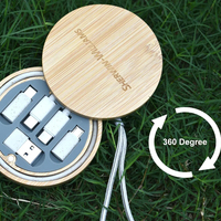 Câbles USB 6 en 1 Multi Set 60W Type C Micro Charging avec boîtier rond en bambou écologique
