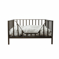 Lit pour animaux de compagnie écologique à cadre en métal en bois massif avec revêtement en poudre Design moderne classique 24x24x11 pouces