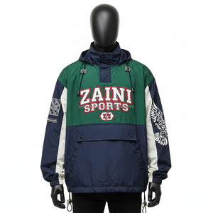 Veste coupe-vent de qualité supérieure, veste coupe-vent en nylon et polyester mélangés, maille souple, multi-panneaux, logo personnalisé pour homme - Product Image 1