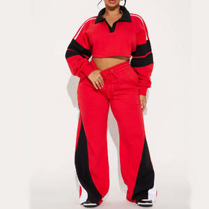 ชุดกีฬาผู้หญิงคุณภาพสูง ชุดวอร์มแบบมีซิป / ชุดวอร์มสองชิ้นดีไซน์ใหม่ ผ้าฟลีซ ใส่สบายและทันสมัย - Product Image 1