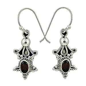 925 Silver Silver Women's Drop <b>Earrings</b> with <b>Garnet</b> for Anniversary Fashion - Product Image 1