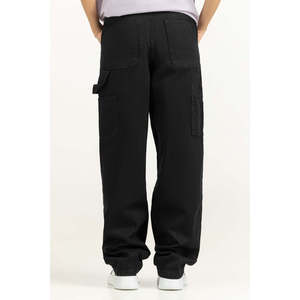 Pantalon cargo en toile taille haute pour femme, respirant, avec taille élastique, motif formel, technique froissée WM-NDJ-SS25-003 - Product Image 3