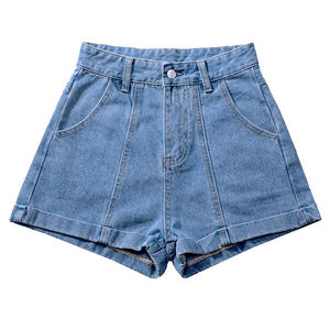 Vente chaude à la mode à la mode taille moyenne Demin Shorts entrejambe haute qualité respirant coupe personnalisée femmes lavé Shorts personnaliser la conception - Product Image 5