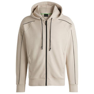 Personalizado hombres 450 GSM cremallera sudaderas 100% algodón manga térmica Casual sólido patrón deportes sudadera hombro caído cremallera sudaderas con capucha - Product Image 6