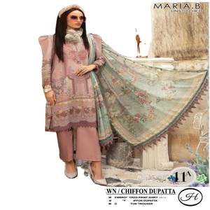 Hermoso y elegante copia maestra de alta calidad de algodón de 3 piezas totalmente bordado señoras trajes de césped vestido de novia indio paquistaní - Product Image 3