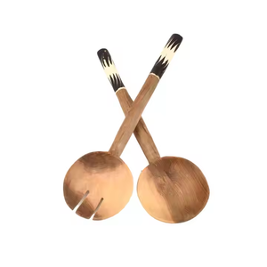 Cuchara de madera con mango grabado, mezcla de ensaladas, PARA CENA tenedor y cuchara, cucharas para servir de madera de acacia con forma de mano, productos de gran oferta - Product Image 4