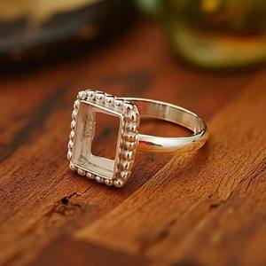 Base de bague en argent sterling 925, rectangulaire, à perles, pour la création de bijoux DIY, sertie de pierres, de 6x4 à 15x20 mm, fabrication artisanale, vente en gros - Product Image 4