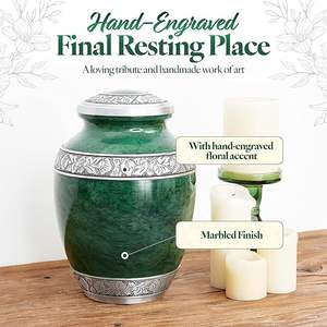 Urna Funeraria para Cenizas Humanas Adultas, Urna Conmemorativa Grande Hecha a Mano con un Impresionante Diseño Verde, Elegante Contenedor para Cenizas - Product Image 2