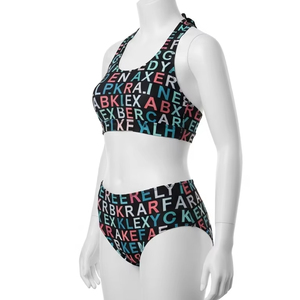 Maillot de bain deux pièces à motif de lettres ensemble de bikini de plage en nylon spandex respirant à séchage rapide pour femmes maillot de bain d'été - Product Image 3