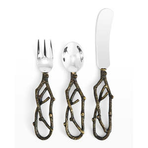 Ensemble de couverts décoratifs en acier inoxydable poli et abordable, 5 pièces avec poignées noires pour la salle à manger moderne - Product Image 2