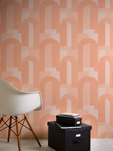 Made in Germany-Rouleaux de papier peint de luxe Art Déco Orange Beige Non Tissé Contract Wallpaper Retro-10,05x0,53 m - Product Image 3