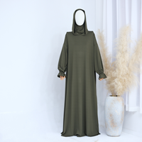 Abaya Modeste pour Femmes, Robe Longue à Manches Longues, Couleur Unie, à Capuche, Abaya Une Pièce, Robe de Prière pour Adultes