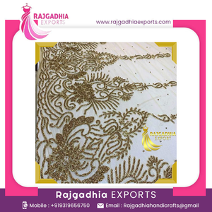 Tissu en dentelle perlée en organza fait main de luxe 2026, commande minimum de 5 yards, tissu élégant orné pour la confection de robes - Product Image 6