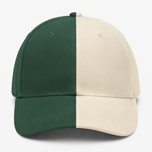 Casquette de baseball unisexe verte et beige à blocs de couleur, 6 panneaux, réglable, en sergé, décontractée, pour toutes les saisons, vente en gros, logo personnalisé - Product Image 1